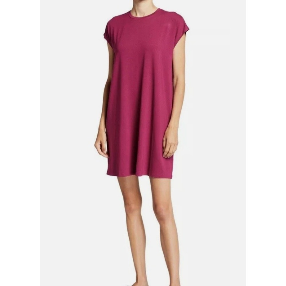 Eileen Fisher M Berry Crewneck Fine Jersey Boxy Shift Dress Stretch Casual Relax